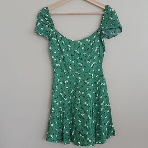 Reformation Green Floral Mini Dress 0